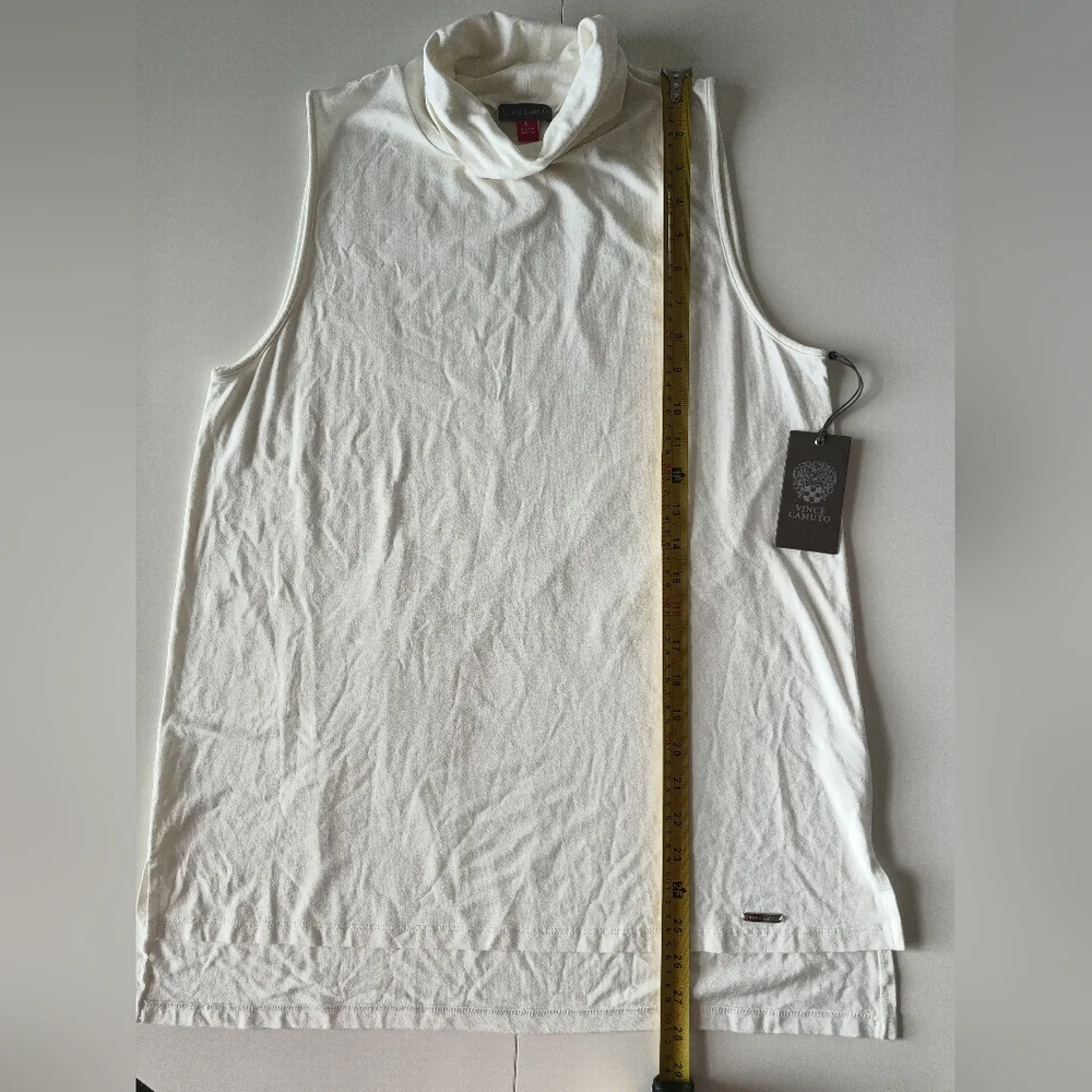NWT Vince Camuto sleeveless turtleneck top in Buttercream, Size L - Picture 7 of 11